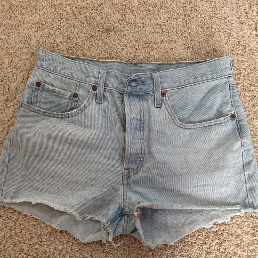 Levi’s Light Blue High-Rise Cutoff Denim Shorts
